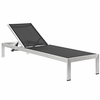 Shore Outdoor Patio Aluminum Chaise with Cushions in Silver Turquoise