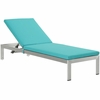 Shore Outdoor Patio Aluminum Chaise with Cushions MID-4502 in Silver Turquoise