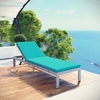 Shore Outdoor Patio Aluminum Chaise with Cushions MID-4502 in Silver Turquoise
