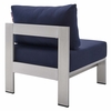 Shore Sunbrella� Fabric Aluminum Outdoor Patio Armless Chair in Silver Navy