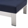 Shore Sunbrella� Fabric Aluminum Outdoor Patio Left-Arm Loveseat in Silver Navy