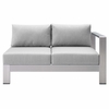 Shore Sunbrella� Fabric Aluminum Outdoor Patio Right-Arm Loveseat in Silver Gray
