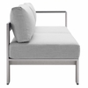 Shore Sunbrella� Fabric Aluminum Outdoor Patio Right-Arm Loveseat in Silver Gray