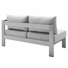 Shore Sunbrella� Fabric Aluminum Outdoor Patio Right-Arm Loveseat in Silver Gray