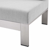 Shore Sunbrella� Fabric Aluminum Outdoor Patio Right-Arm Loveseat in Silver Gray