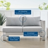 Shore Sunbrella� Fabric Aluminum Outdoor Patio Right-Arm Loveseat in Silver Gray