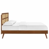 Sidney Cane and Wood Full Platform Bed with Splayed Legs in Walnut