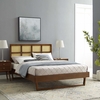Sidney Cane and Wood King Platform Bed with Angular Legs in Walnut