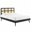 Sidney Cane and Wood King Platform Bed with Splayed Legs in Black
