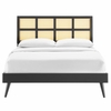 Sidney Cane and Wood King Platform Bed with Splayed Legs in Black