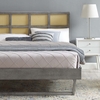 Sidney Cane and Wood Queen Platform Bed with Angular Legs in Gray