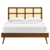 Sidney Cane and Wood Queen Platform Bed with Splayed Legs in Walnut