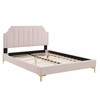 Sienna Performance Velvet Twin Platform Bed in Pink