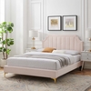 Sienna Performance Velvet Twin Platform Bed in Pink