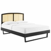 Sierra Cane and Wood Full Platform Bed with Angular Legs in Black