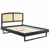 Sierra Cane and Wood Full Platform Bed with Angular Legs in Black