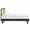 Sierra Cane and Wood Full Platform Bed with Angular Legs in Black