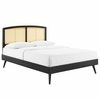 Sierra Cane and Wood Full Platform Bed with Splayed Legs