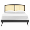 Sierra Cane and Wood Full Platform Bed with Splayed Legs