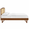 Sierra Cane and Wood King Platform Bed with Angular Legs in Walnut