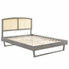 Sierra Cane and Wood Queen Platform Bed with Angular Legs in Gray