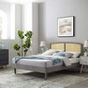 Sierra Cane and Wood Queen Platform Bed with Angular Legs in Gray
