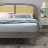 Sierra Cane and Wood Queen Platform Bed with Angular Legs in Gray