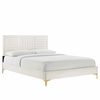 Sofia Channel Tufted Performance Velvet King Platform Bed in White