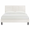 Sofia Channel Tufted Performance Velvet Queen Platform Bed in White
