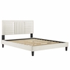 Sofia Channel Tufted Performance Velvet Queen Platform Bed in White