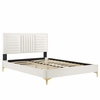 Sofia Channel Tufted Performance Velvet Queen Platform Bed-MOD-6979 in White