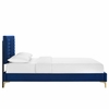 Sofia Channel Tufted Performance Velvet Twin Platform Bed in Navy