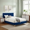 Sofia Channel Tufted Performance Velvet Twin Platform Bed in Navy