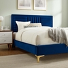 Sofia Channel Tufted Performance Velvet Twin Platform Bed in Navy