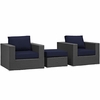 Sojourn 3 Piece Outdoor Patio Sunbrella&reg; Sectional Set in Canvas Navy