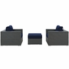 Sojourn 3 Piece Outdoor Patio Sunbrella&reg; Sectional Set in Canvas Navy