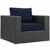 Sojourn 3 Piece Outdoor Patio Sunbrella&reg; Sectional Set in Canvas Navy