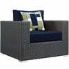 Sojourn 3 Piece Outdoor Patio Sunbrella Sectional Set in Canvas Navy
