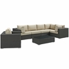 Sojourn 7 Piece Outdoor Patio Sunbrella&reg; Sectional Set in Canvas Antique Beige