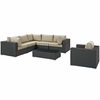 Sojourn 7 Piece Outdoor Patio Sunbrella&reg; Sectional Set in Canvas Antique Beige