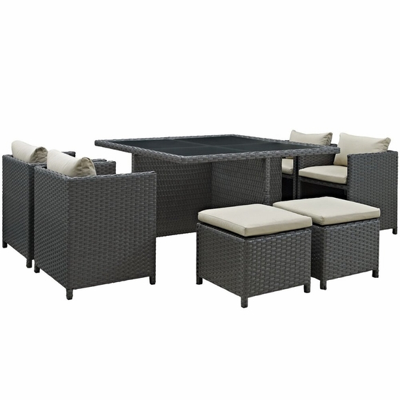 Sojourn 9 Piece Outdoor Patio Sunbrella&reg; Dining Set