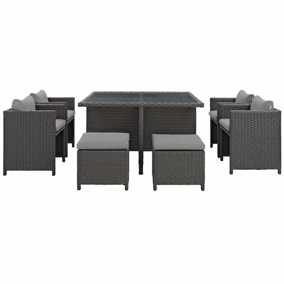 Sojourn 9 Piece Outdoor Patio Sunbrella&reg; Dining Set