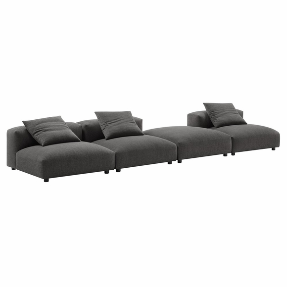 Solace 4-Piece Modular Upholstered Fabric Sectional Sofa