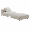 Solace Modular Corduroy Upholstered Armless Chair and Ottoman Set
