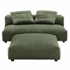 Solace Modular Corduroy Upholstered Armless Loveseat and Ottoman Set