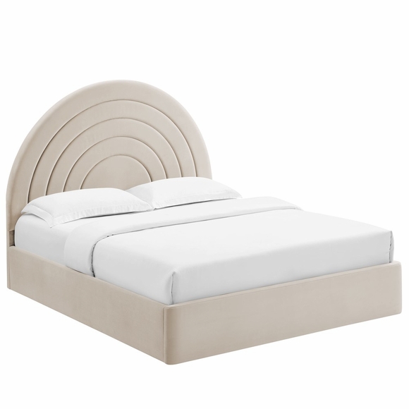 Solana Arched Performance Velvet King Platform Bed