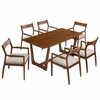 Solara 7-Piece Wood Dining Set with Fabric Upholstered Armchairs