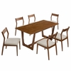 Solara 7-Piece Wood Dining Set with Fabric Upholstered Side Chairs