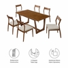 Solara 7-Piece Wood Dining Set with Fabric Upholstered Side Chairs