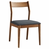 Solara Vegan Leather Wood Dining Side Chairs Set of 2 in Walnut Black